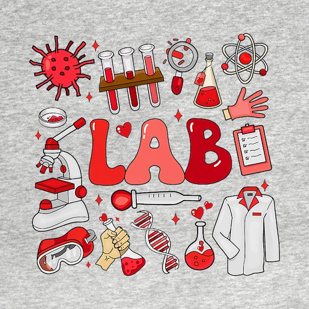 Retro Groovy Valentines Lab Tech Medical Laboratory Science by jadolomadolo